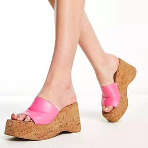 Madden Girl Zahara Cork Platform Sandals Women's 9.5 Y2K Spice Girls Bratz Dolls